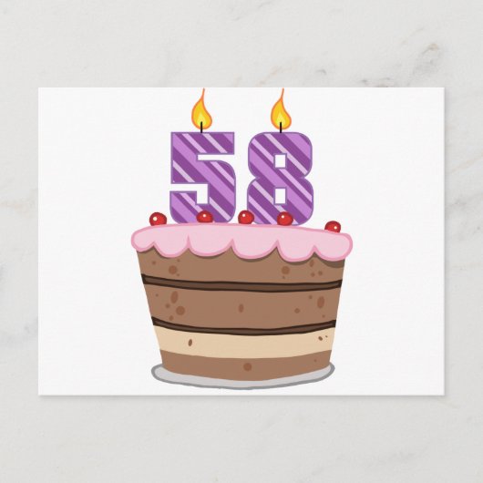 Carte Postale 58 ans sur le gâteau d'anniversaire (Devant)
