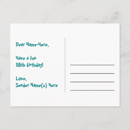 Carte Postale 58e anniversaire : Pink Stripes & Hearts, Arc-en-c (Dos)