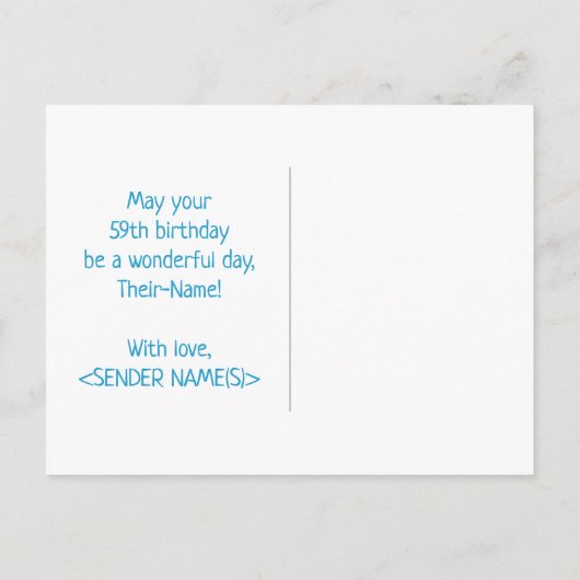 Carte Postale 59e anniversaire : Bold, amusant, simple, arc-en-c (Dos)