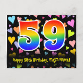 Carte Postale 59e anniversaire : Fun Hearts Motif, Rainbow 59 (Devant)