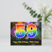 Carte Postale 59e Anniversaire – Motif de feux d'artifice amusan (Debout devant)