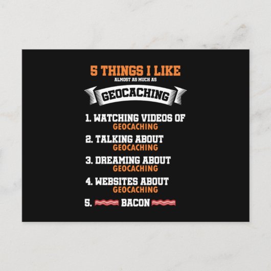 Carte Postale 5 choses que j'aime passe-temps géocaching GPS nav (Devant)