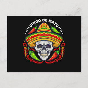 Carte Postale 5 De Mayo Crâne mexicain à sucre, Cinco De Mayo Cr