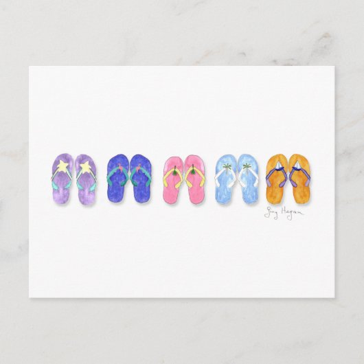 Carte Postale 5 Pairs of flip-flops postcard (Devant)