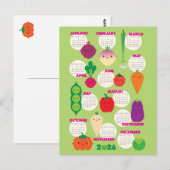 Carte Postale 5 Par Jour Kawaii Légumes 2026 Calendrier (Devant / Derrière)