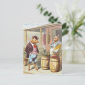 Carte Postale 5 petits cochons : Au marché (Debout devant)