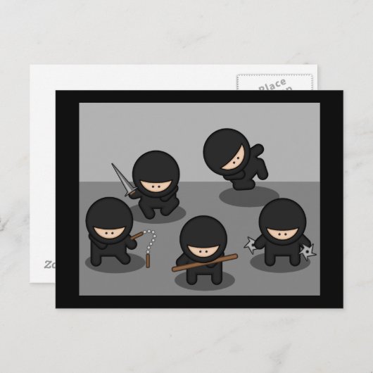 Carte Postale 5 petits ninjas (Devant / Derrière)