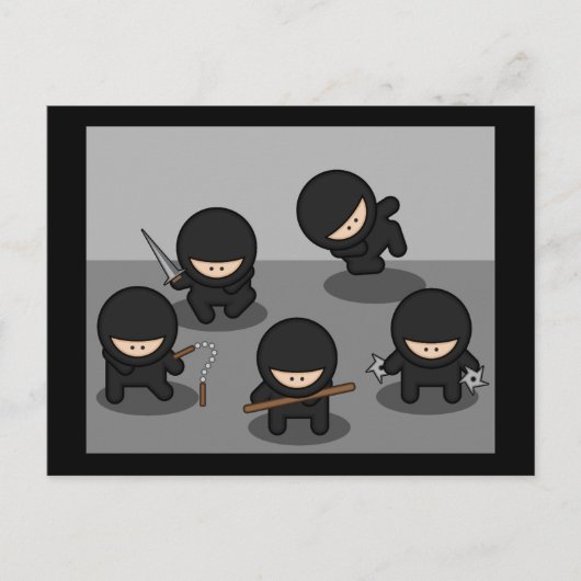 Carte Postale 5 petits ninjas (Devant)