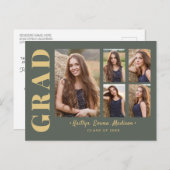 Carte Postale 5 Photo Grad Collage de script moderne Sage et or (Devant / Derrière)