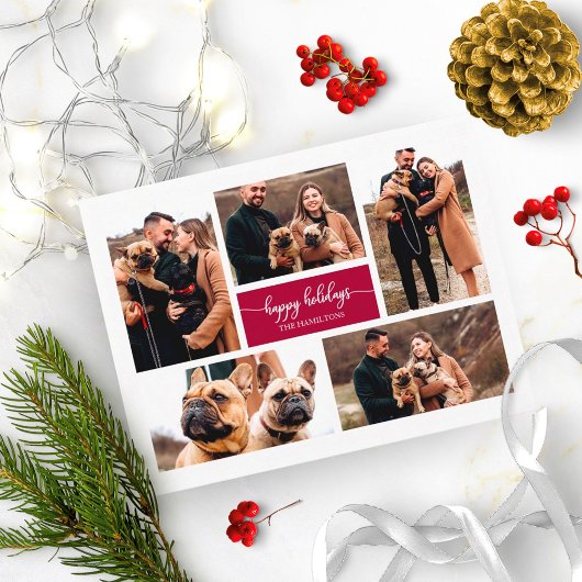 Carte Postale 5 Photos Joyeuses Fêtes Simple Collage Noël