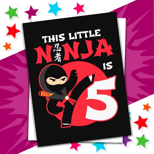 Carte Postale 5e anniversaire 5 ans Enfants Party Little Ninja 5