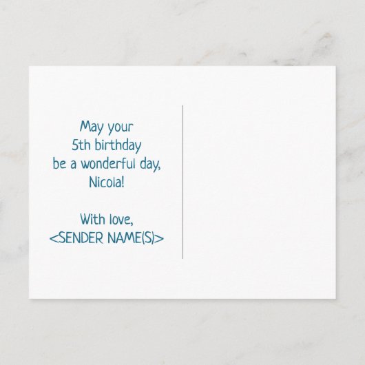 Carte Postale 5e anniversaire : Bold, amusant, simple, arc-en-ci (Dos)