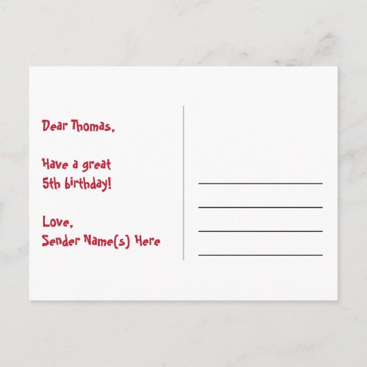 Carte Postale 5e anniversaire – motif de feux d'artifice amusant (Dos)