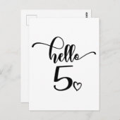 Carte Postale 5th Birthday Girls Hello Five Cute 5 Years Old Kid (Devant / Derrière)