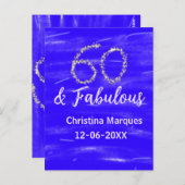 Carte Postale 60 ans et fabuleux anniversaire bleu argent ajout (Devant / Derrière)