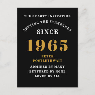 Carte Postale 60e Anniversaire 1965 Noir Or
