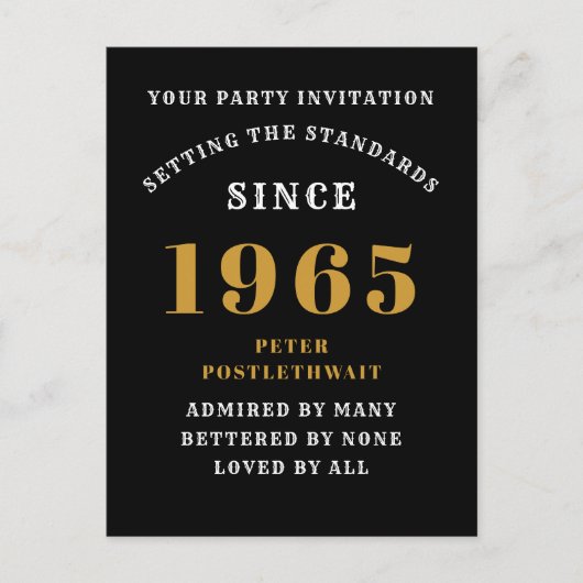 Carte Postale 60e Anniversaire 1965 Noir Or (Devant)