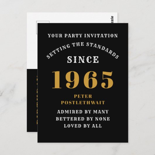 Carte Postale 60e Anniversaire 1965 Or Noir (Devant / Derrière)