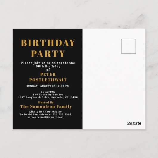 Carte Postale 60e Anniversaire 1965 Or Noir (Dos)