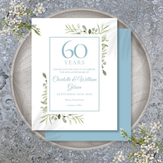 Carte Postale 60e anniversaire de mariage Save the Date verdure