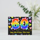 Carte Postale 60e anniversaire : Fun Hearts Motif, Arc-en-ciel 6 (Debout devant)