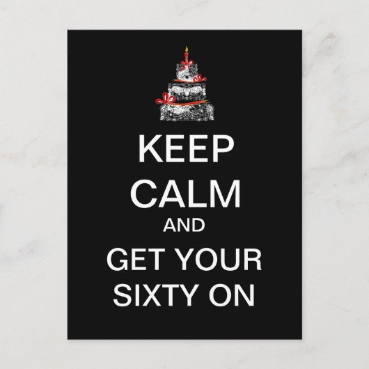 CARTE POSTALE 60e Anniversaire Mod KEEP CALM (Noir (Devant)