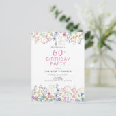 Carte Postale 60e anniversaire Pink Floral Fleur sauvage Invitat (Debout devant)