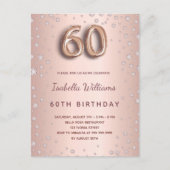 Carte Postale 60e anniversaire rose or diamants roux (Devant)