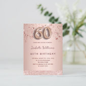 Carte Postale 60e anniversaire rose or rose étoiles script ballo (Debout devant)