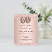 Carte Postale 60e anniversaire rose parties scintillant or rose (Debout devant)