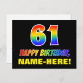 Carte Postale 61e anniversaire : Bold, amusant, simple, arc-en-c (Devant / Derrière)