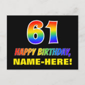 Carte Postale 61e anniversaire : Bold, amusant, simple, arc-en-c (Devant)