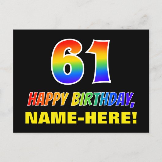 Carte Postale 61e anniversaire : Bold, amusant, simple, arc-en-c (Devant)