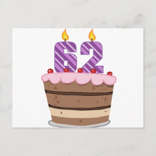 Carte Postale 62 ans sur le gâteau d'anniversaire