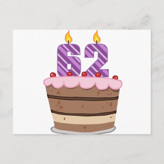 Carte Postale 62 ans sur le gâteau d'anniversaire (Devant)