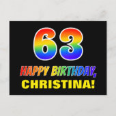 Carte Postale 63e anniversaire : Bold, amusant, simple, arc-en-c (Devant)