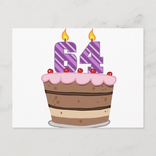 Carte Postale 64 ans sur le gâteau d'anniversaire (Devant)
