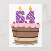 Carte Postale 64 ans sur le gâteau d'anniversaire (Devant)