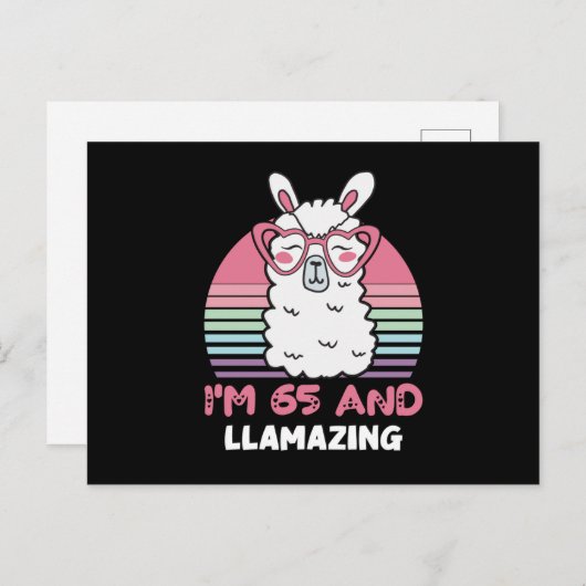 Carte Postale 65 ans Llamazing 65e anniversaire Llama (Devant / Derrière)