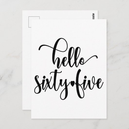 Carte Postale 65e anniversaire Femme Bonjour 65 Mignon 65 ans (Devant / Derrière)