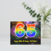 Carte Postale 65e Anniversaire – Motif de feux d'artifice amusan (Debout devant)