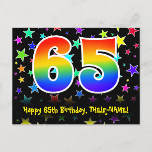 Carte Postale 65e Anniversaire : motif d'étoiles amusantes, Arc-