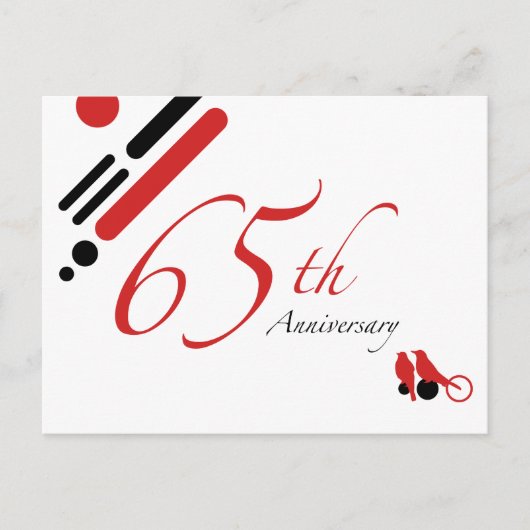 Carte Postale 65e anniversaire (oiseaux mods) (Devant)