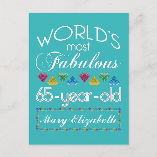 Carte Postale 65e anniversaire plus fabuleux gemmes colorées Tur (Devant)