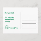 Carte Postale 65e Anniversaire : Rayures roses & Cœurs, 65 arc-e (Dos)