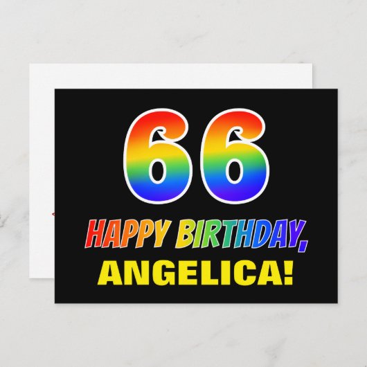 Carte Postale 66e anniversaire : Bold, amusant, simple, arc-en-c (Devant / Derrière)