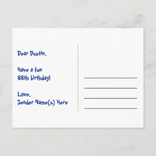 Carte Postale 66e anniversaire : Fun Hearts Motif, Arc-en-ciel 6 (Dos)