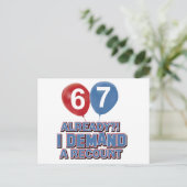 Carte Postale 67e année conception d'anniversaire (Debout devant)