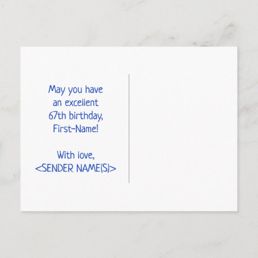 Carte Postale 67e anniversaire : Bold, amusant, simple, arc-en-c (Dos)