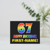 Carte Postale 67e anniversaire : Bold, amusant, simple, arc-en-c (Debout devant)